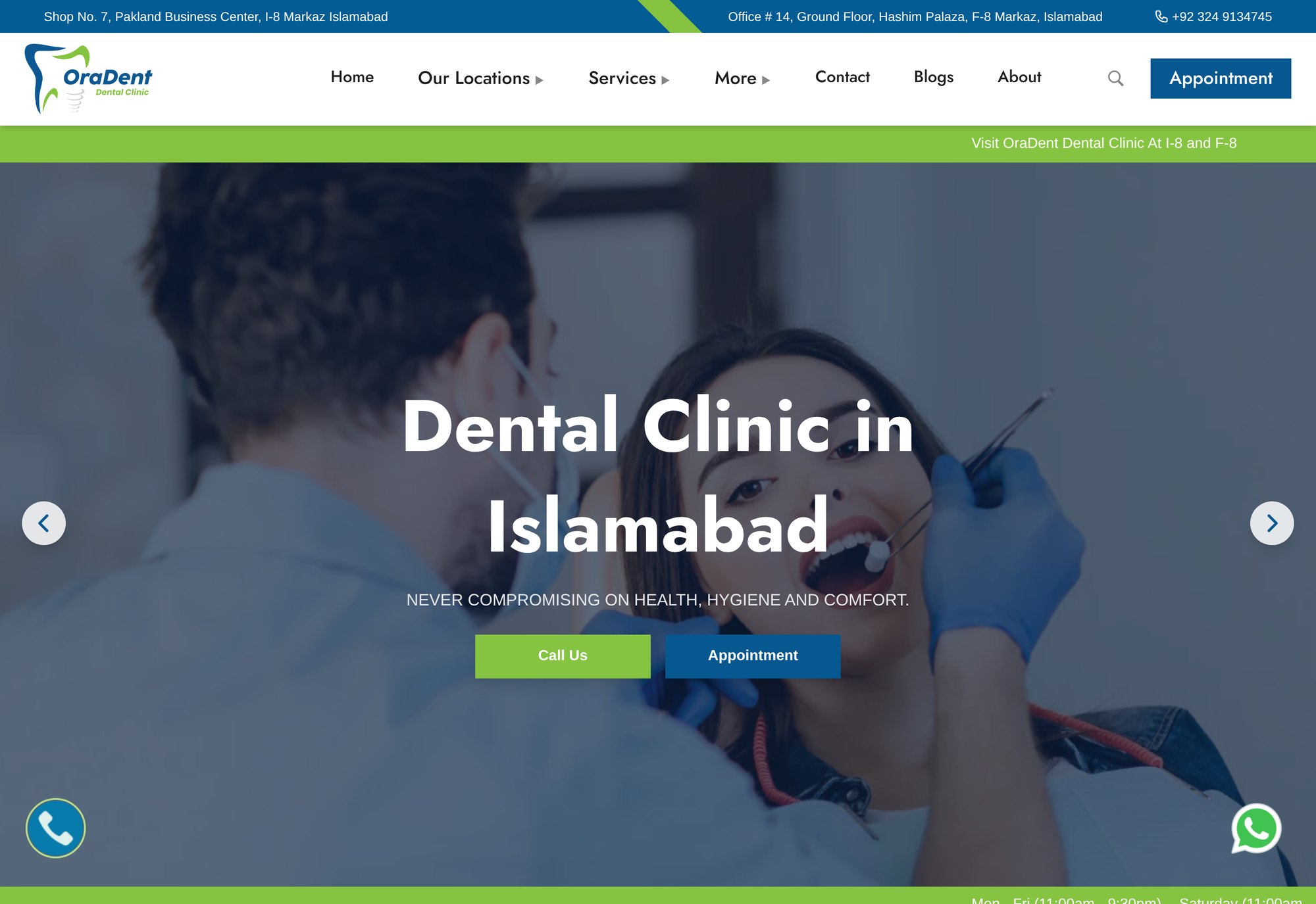 Oradent Dental Clinic website